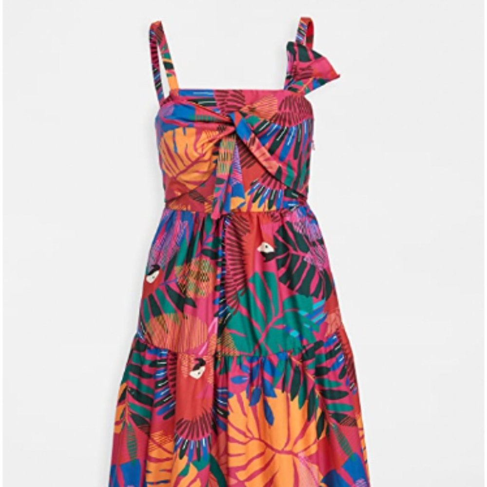 FARM Rio Macaw Bow Top Midi Dress  - Size Small